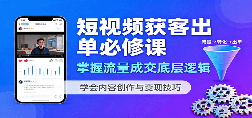 短视频获客出单必修课：掌握流量成交底层逻辑，学会内容创作与变现技巧-网创吧