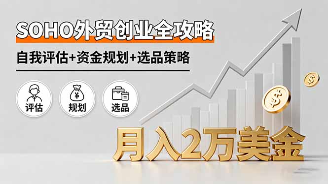 SOHO外贸创业全攻略,自我评估+资金规划+选品策略,月入2万美金-网创吧