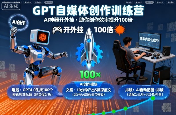 GPT自媒体创作训练营:AI神器开外挂,助你创作效率提升100倍-网创吧