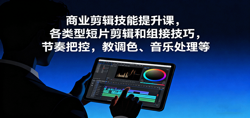 商业剪辑技能提升课,各类型短片剪辑和组接技巧,节奏把控,教调色、音乐处理等-网创吧