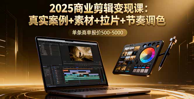 2025商业剪辑变现课：真实案例+素材+拉片+节奏调色，单条商单报价500-5000-网创吧