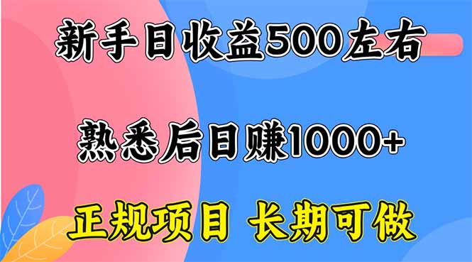 新手日收益500+ 正规项目 长期可做-网创吧
