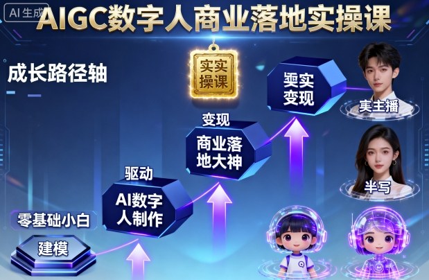 AIGC数字人商业落地实操课，从零基础小白到AI数字人大神-网创吧
