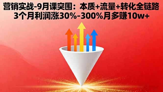 营销实战-9月突围课:本质+流量+转化全链路 3个月利润涨30%-300%月多赚10w+-网创吧