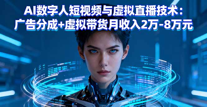 AI数字人短视频与虚拟直播技术：广告分成+虚拟带货月收入2万-8万元-网创吧