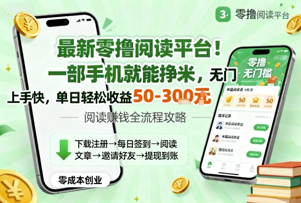 最新零撸阅读平台！一部手机就能挣米，无门槛上手快，单日轻松收益50-3张【揭秘】-网创吧