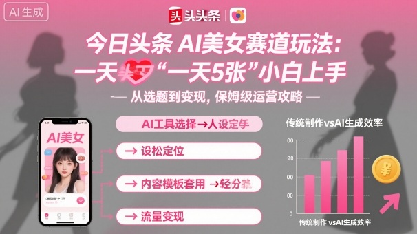 今日头条AI美女赛道玩法,一天轻松5张,小白轻松上手-网创吧
