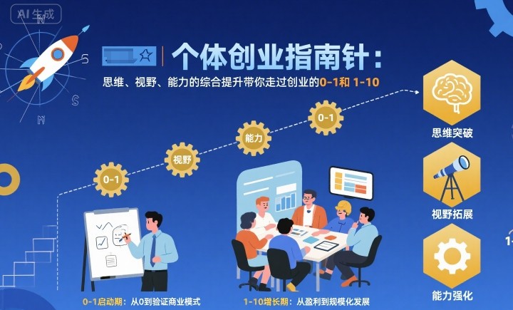 个体创业指南针，思维、视野、能力的综合提升带你走过创业的0-1和1-10【音频】-网创吧