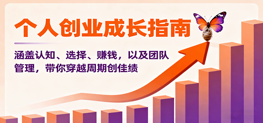 个人创业成长指南:涵盖认知、选择、赚钱,以及团队管理,带你穿越周期创佳绩-网创吧