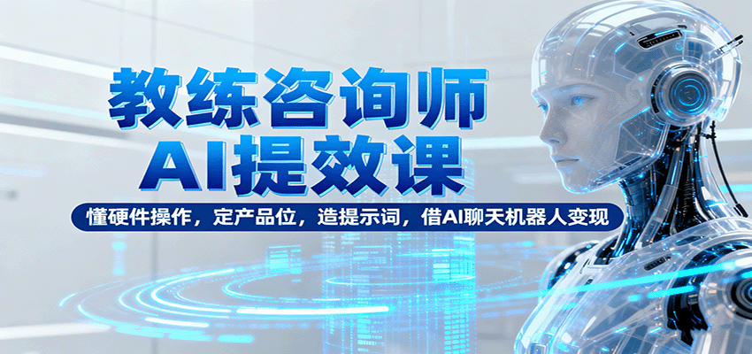 教练咨询师AI提效课：懂硬件操作，定产品位，造提示词，借AI聊天机器人变现-网创吧