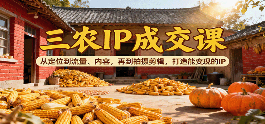 三农IP成交课:从定位到流量、内容,再到拍摄剪辑,打造能变现的IP-网创吧