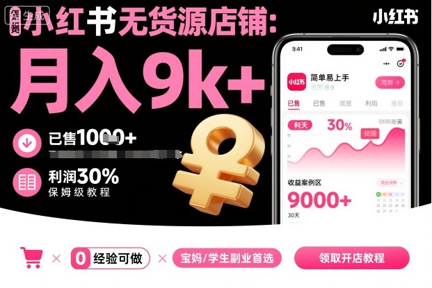 小红书无货源店铺项目,简单易上手,月入9k+,保姆级教程-网创吧