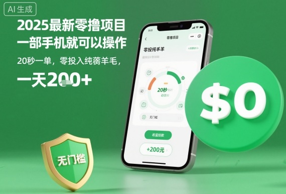 2025最新零撸项目,一部手机就可以操作,20秒一单,零投入纯薅羊毛,无门槛,一天200+【揭秘】-网创吧