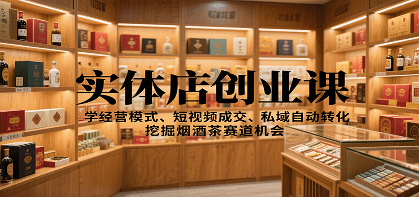 实体店创业课：学经营模式、短视频成交、私域自动转化，挖掘烟酒茶赛道机会-网创吧