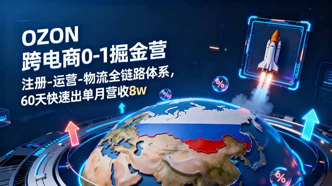 OZON跨境电商0-1掘金营：注册-运营-物流全链路体系，60天快速出单月营收8w-网创吧