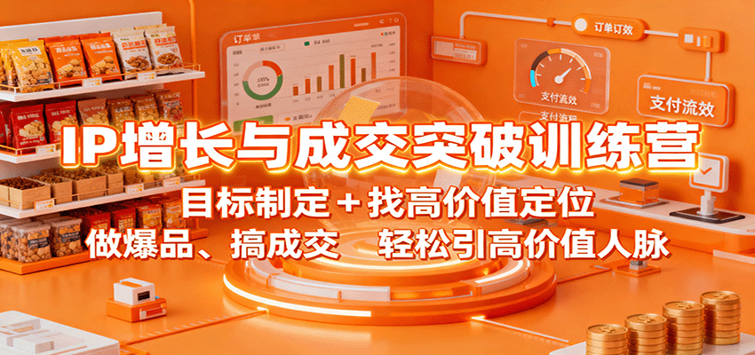 IP增长与成交突破训练营：目标制定+找高价值定位，做爆品、搞成交，轻松引高价值人脉-网创吧
