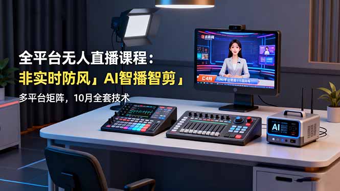 全平台无人直播课程:非实时防风+AI智播智剪+多平台矩阵,10月全套技术-网创吧