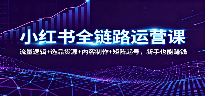 小红书全链路运营课：流量逻辑+选品货源+内容制作+矩阵起号，新手也能赚钱-网创吧