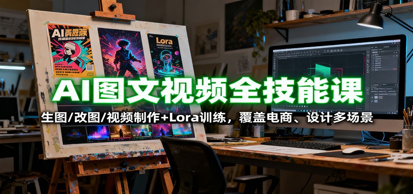 AI图文视频全技能课:生图/改图/视频制作+Lora训练,覆盖电商 、设计多场景-网创吧