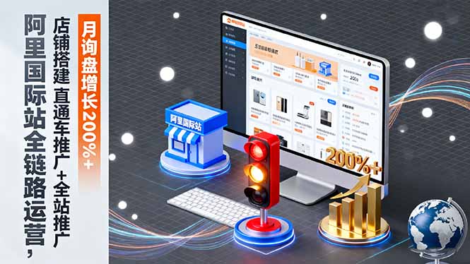 阿里国际站全链路运营，店铺搭建+直通车推广+全站推广，月询盘增长200%+-网创吧