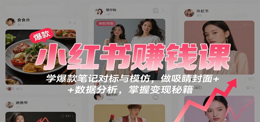 小红书赚钱课：学爆款笔记对标与模仿，做吸睛封面 + 数据分析，掌握变现秘籍-网创吧
