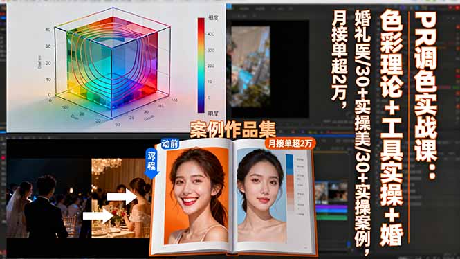 PR调色实战课:色彩理论+工具实操+婚礼医美/30+实操案例,月接单超2万-网创吧