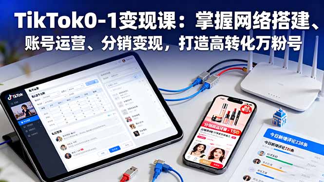 TikTok0-1变现课:掌握网络搭建、账号运营、分销变现,打造高转化万粉号-网创吧