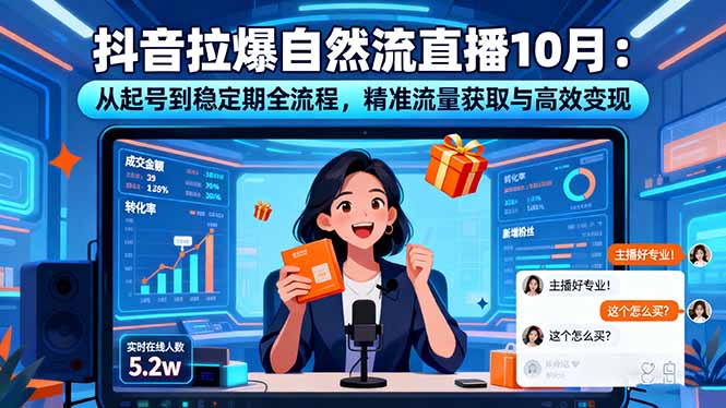 抖音拉爆自然流直播10月：从起号到稳定期全流程，精准流量获取与高效变现-网创吧