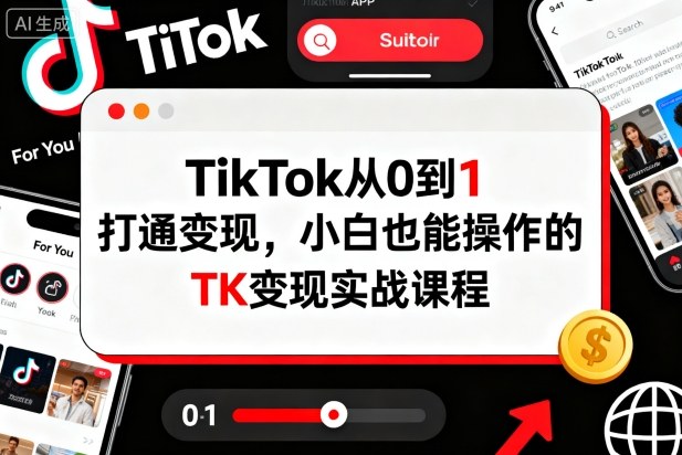 TikTok从0到1打通变现，小白也能操作的TK变现实战课程-网创吧