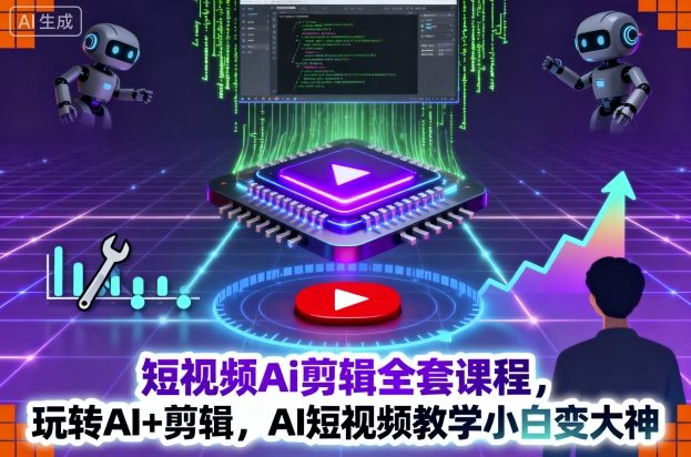 短视频Ai剪辑全套课程，玩转AI+剪辑，AI短视频教学小白变大神-网创吧
