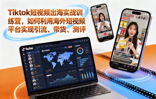 Tiktok短视频出海实战训练营，如何利用海外短视频平台实现引流、带货、测评-网创吧