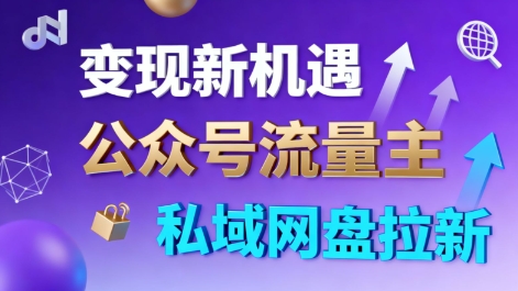 公众号流量主+私域网盘拉新,多方式变现,简单易上手,当天就有收益-网创吧