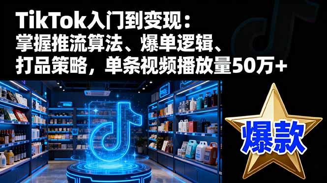 TikTok入门到变现：掌握推流算法、爆单逻辑、打品策略，单条视频播放量50w-网创吧