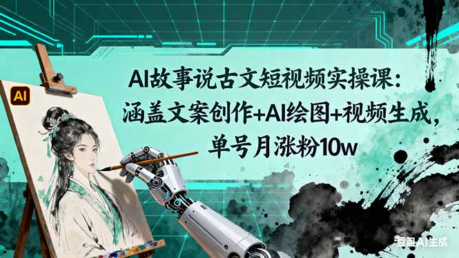 AI故事说古文短视频实操课：涵盖文案创作+AI绘图+视频生成，单号月涨粉10w-网创吧