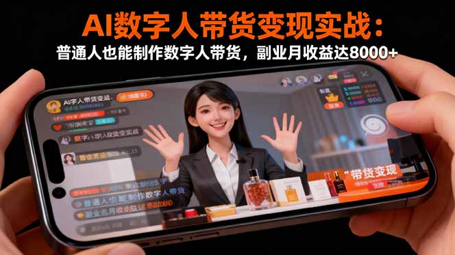 AI数字人带货变现实战：普通人也能制作数字人带货，副业月收益达8000+-网创吧