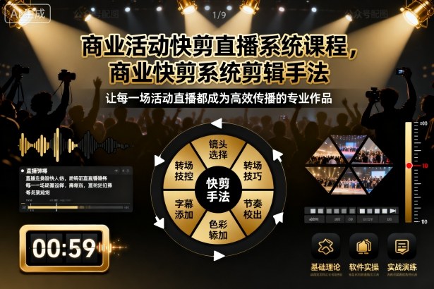 商业活动快剪直播系统课程，商业快剪系统剪辑手法-网创吧