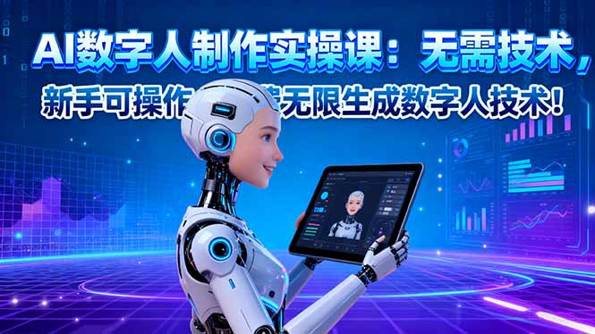 AI数字人制作实操课:无需技术,新手可操作,免费无限生成数字人技术!-网创吧