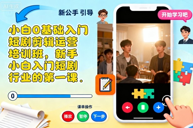 小白0基础入门短剧剪辑运营培训班,新手小白入门短剧行业的第一课-网创吧