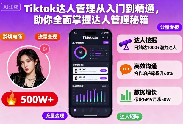 Tiktok达人管理从入门到精通，助你全面掌握达人管理秘籍-网创吧