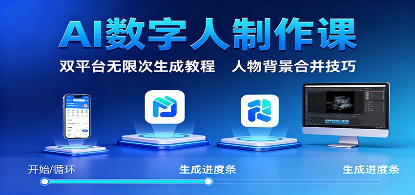 AI数字人制作课:双平台无限次生成教程,人物背景合并技巧-网创吧