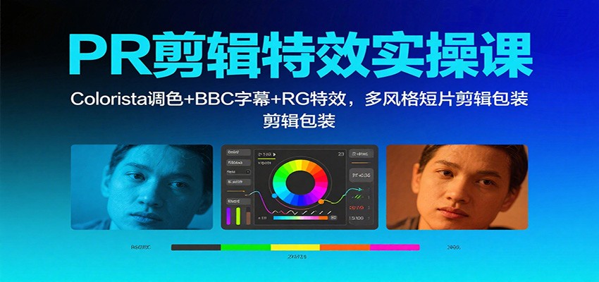 PR剪辑特效实操课:Colorista调色+BBC字幕+RG特效,多风格短片剪辑包装-网创吧