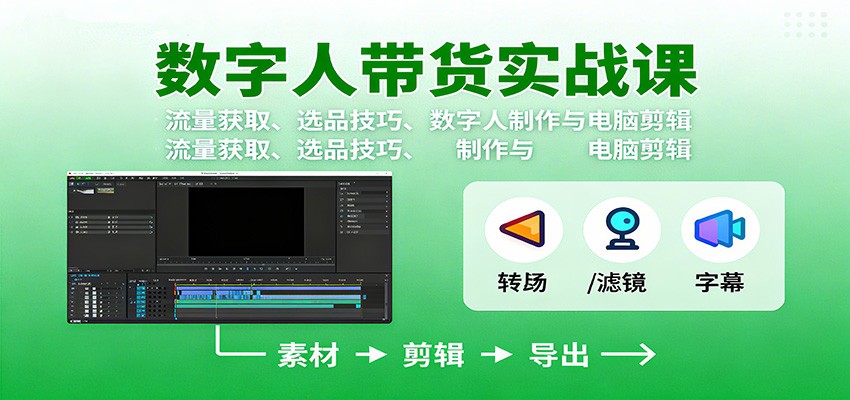 数字人变现实战课:流量获取、选品技巧、数字人制作与电脑剪辑-网创吧