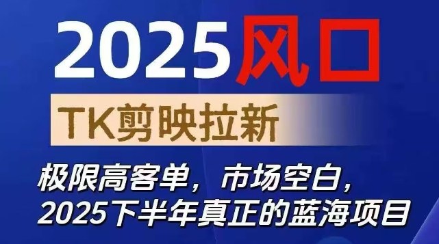2025风口TK剪映capcut拉新项目，极限高客单，市场空白，2025下半年真正的蓝海项目-网创吧