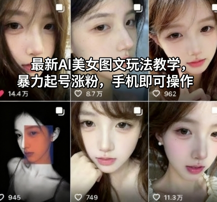 最新AI美女图文玩法教学,暴力起号涨粉,手机即可操作-网创吧