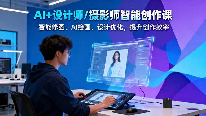 AI+设计师/摄影师智能创作课:智能修图、AI绘画、设计优化,提升创作效率-网创吧