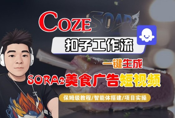 Coze扣子智能体工作流一键生成“SORA2美食广告“短视频,全流程保姆级教学-网创吧