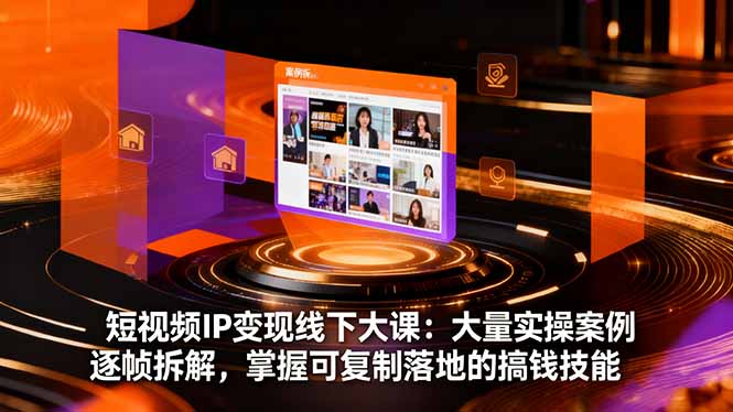 短视频IP变现线下大课:大量实操案例逐帧拆解,掌握可复制落地的搞钱技能-网创吧