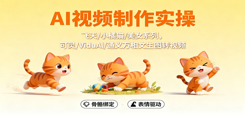 AI视频制作实操,飞天/小橘猫/美女系列,可灵/ViduAl/通义万相文生图转视频-网创吧