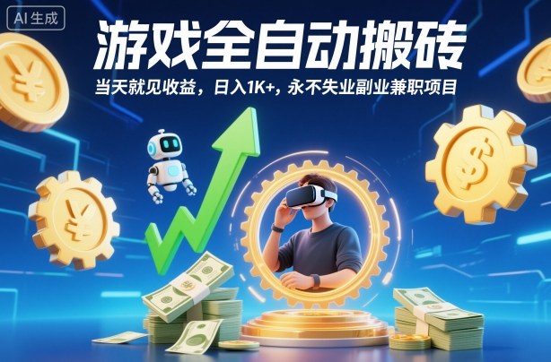 游戏全自动搬砖，当天就见收益，日入1K+，永不失业副业兼职项目【揭秘】-网创吧