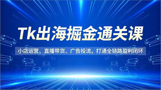 Tk出海掘金通关课，小店运营、直播带货、广告投流，打通全链路盈利闭环-网创吧